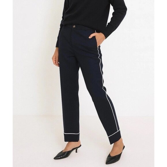 J.CREW Pants - J.Crew Wool Blend Navy Pants 8 Tall Pajama Trousers Elastic Waist Trimmed